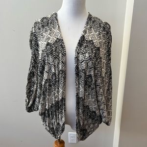 black and white tribal kimono style top